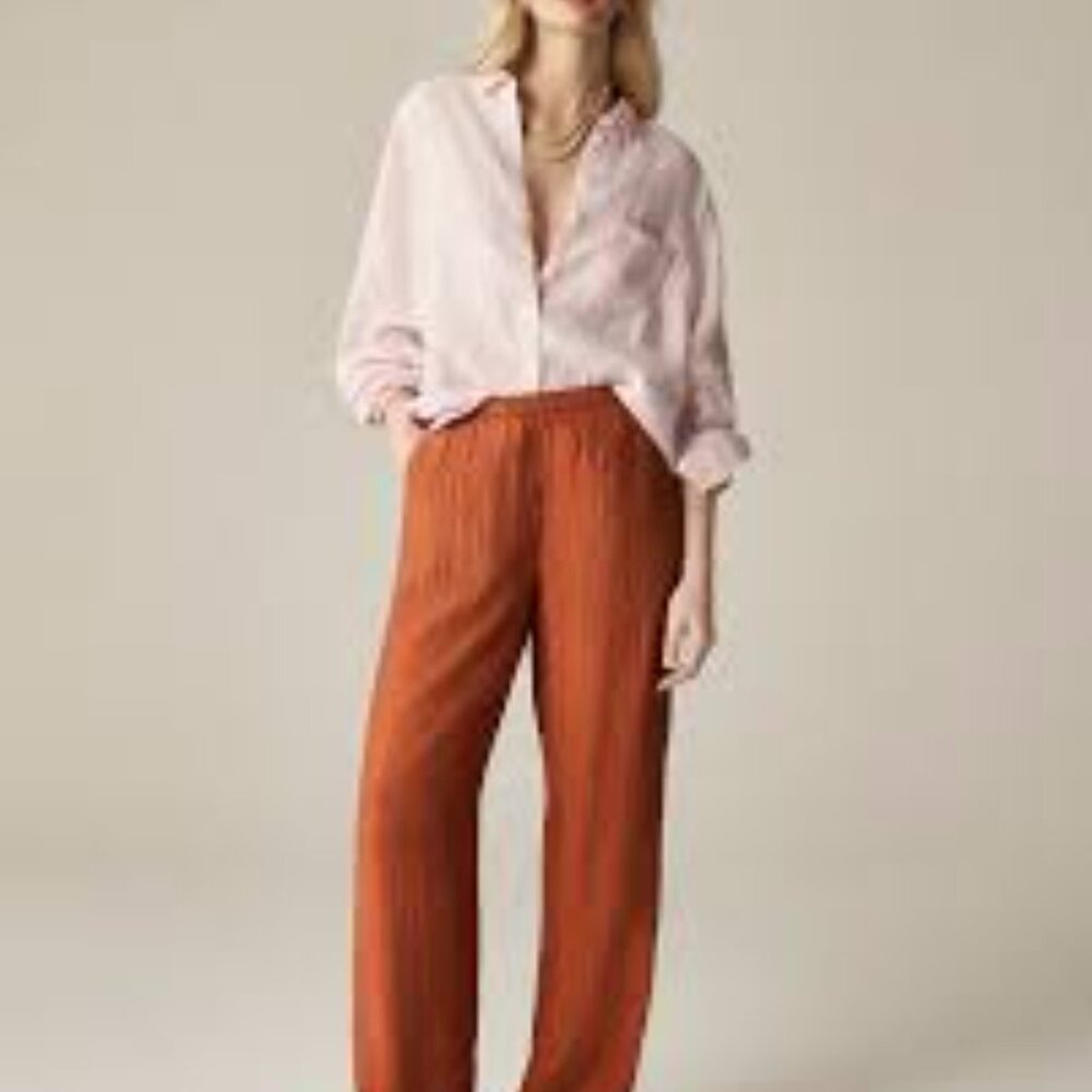 J.Crew Women's Stratus Textured Satin Pants in Toasted Paprika XL NWT